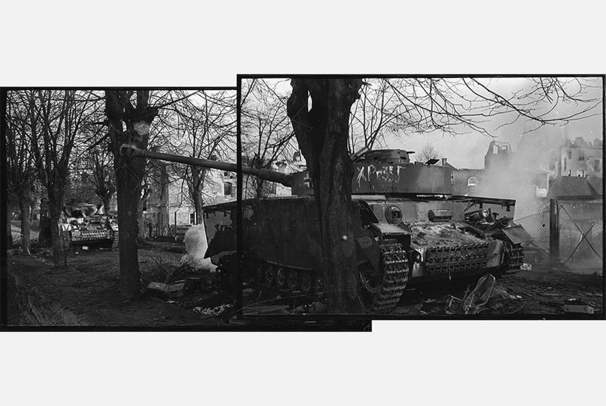 Западный Бреслау. Горят немецкие танки в Любене. 1-й Украинский 