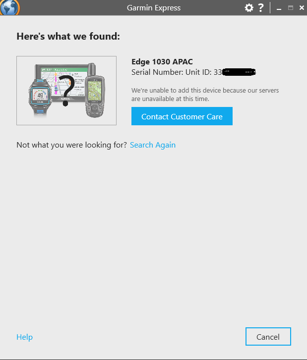 garmin 1030 screen error