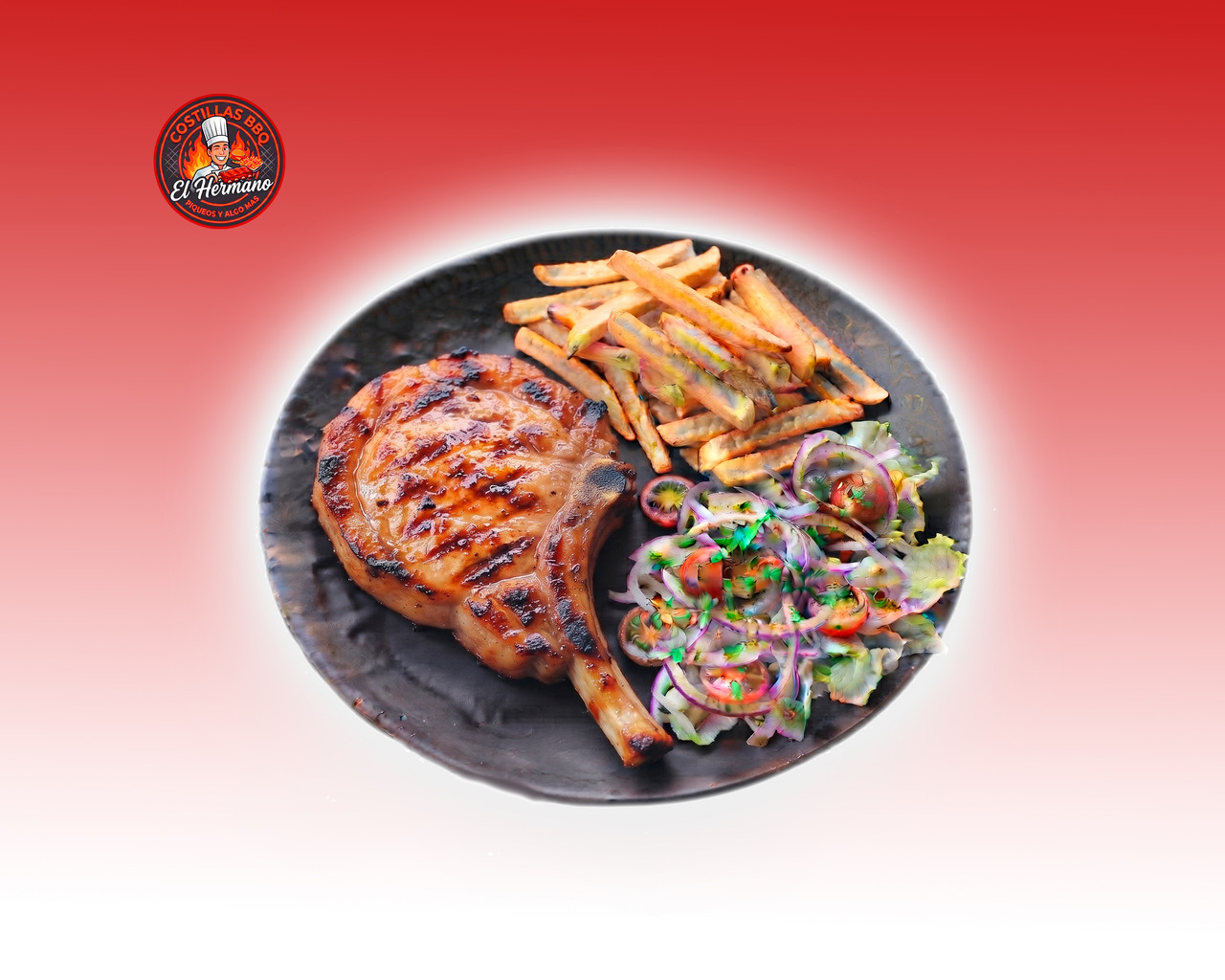 Chuleta Con Papas Y Ensalada