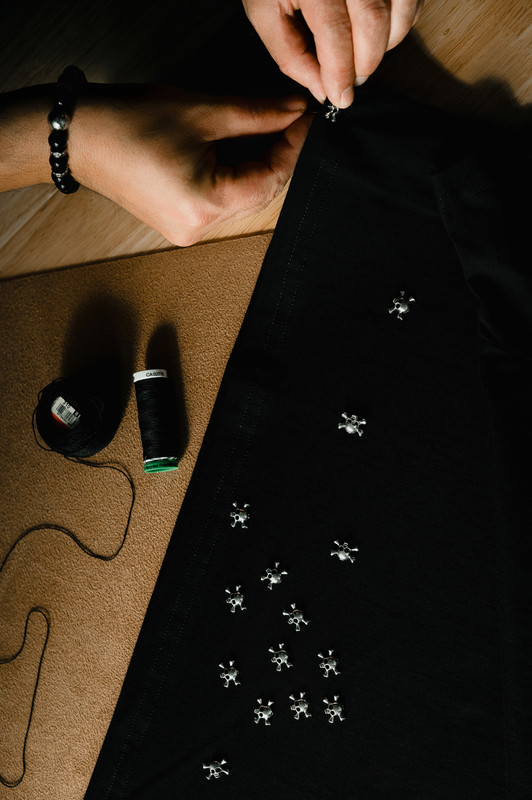 Black fabric and accessories