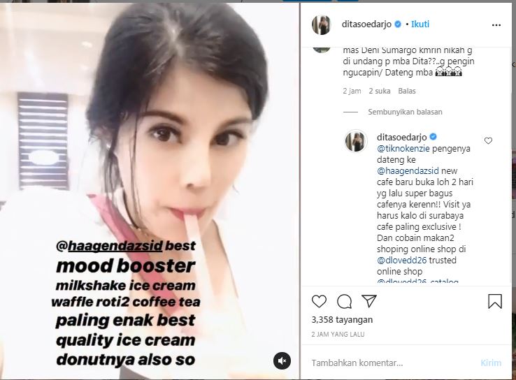 Balasan Dita Soedarjo saat dinyinyiri netizen soal mantan nikah