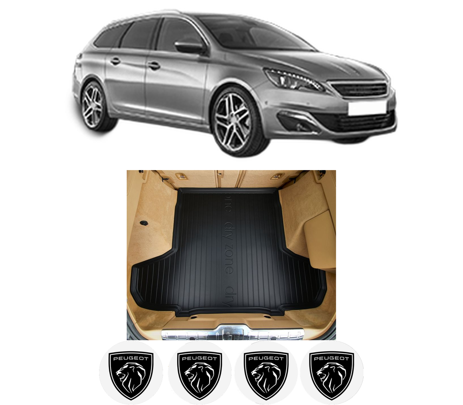 Tavita Portbagaj PEUGEOT 308 SW II (LC_, LJ_, LR_, LX_, L4_) din 2014-2021, Protectie Portbagaj Auto, 4x Stickere auto cu PEUGEOT