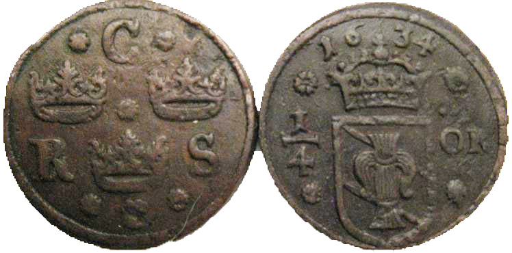 1per4 öre sm 1633-1634-verrokki