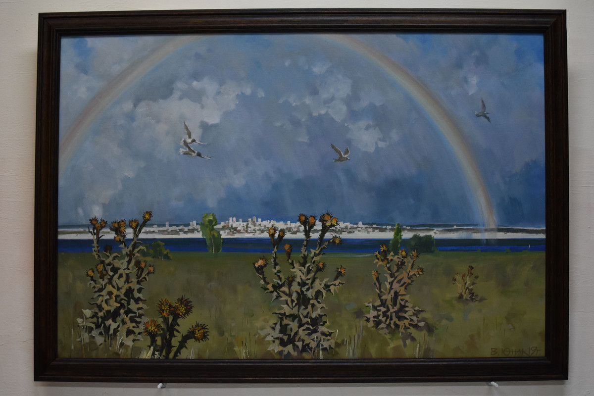 Радуга над городом. ХМ, 90х60,2019