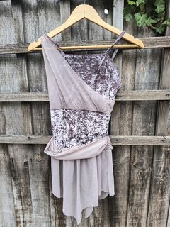 Pink Velour Leotard Chiffon - Dance Size 2