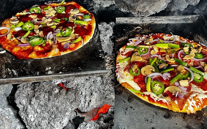 Seorang chef bernama David Garcia membuat pizza dengan panas dari lava yang mengalir di atas gunung berapi Pacaya, Guatemala.