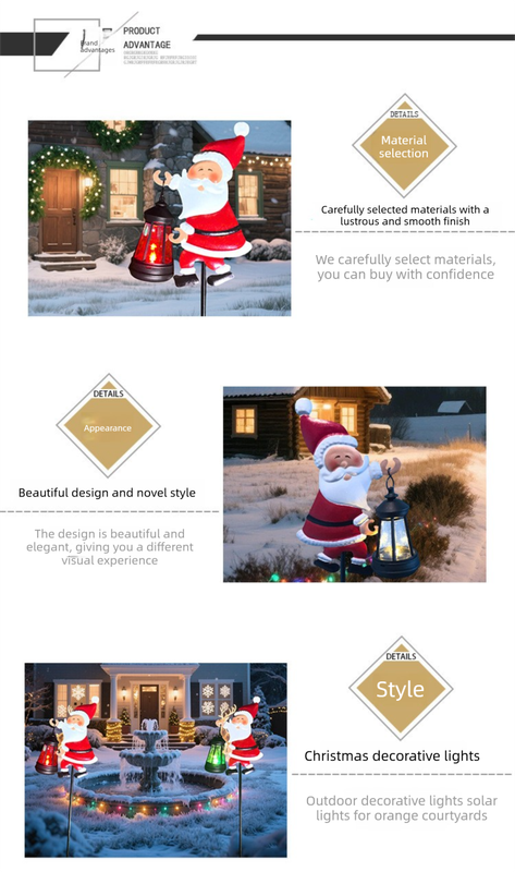Colorful lights Solar Powered Christmas Garden Stake - Metal Santa with Watering Can & Multi-Colour LED Waterfall - 82cm Outdoor Yard Decoration