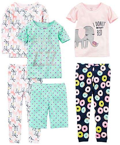 Amazon Simple Joys by Carter's Baby Girls' 6-Piece Snug Fit Cotton pijamas-talla 12 meses- envío prime