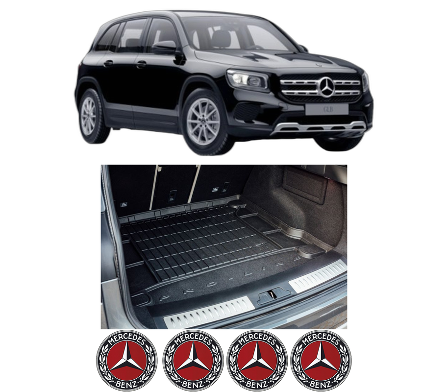 Tavita Portbagaj MERCEDES-BENZ GLB (X247) din 2019-2023, Protectie Portbagaj Auto, 4x Stickere auto cu MERCEDES-BENZ