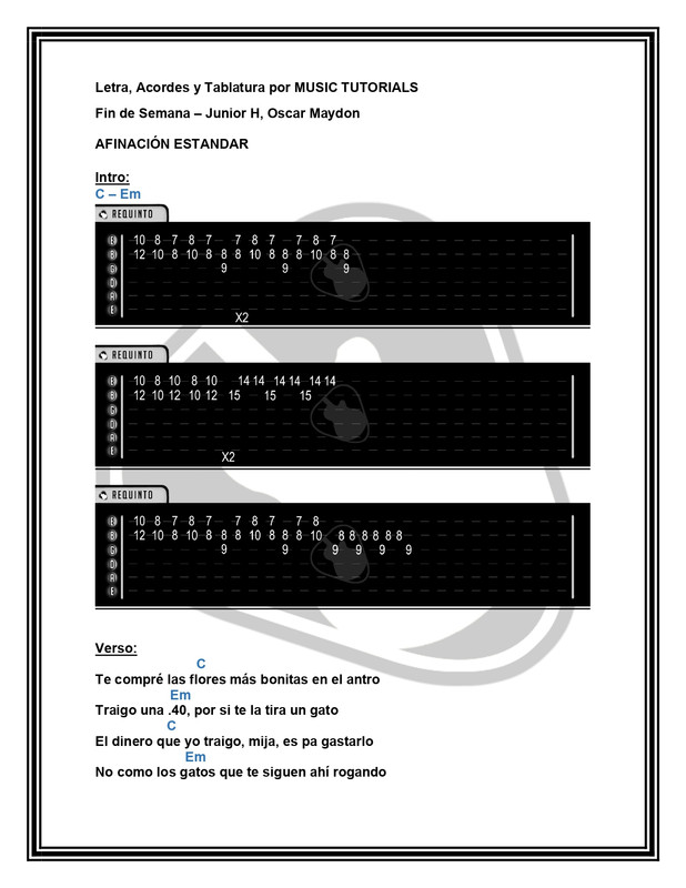 Fin de Semana Junior H Oscar Maydon Letra y Acordes by MUSICTUTORIALS_page-0001