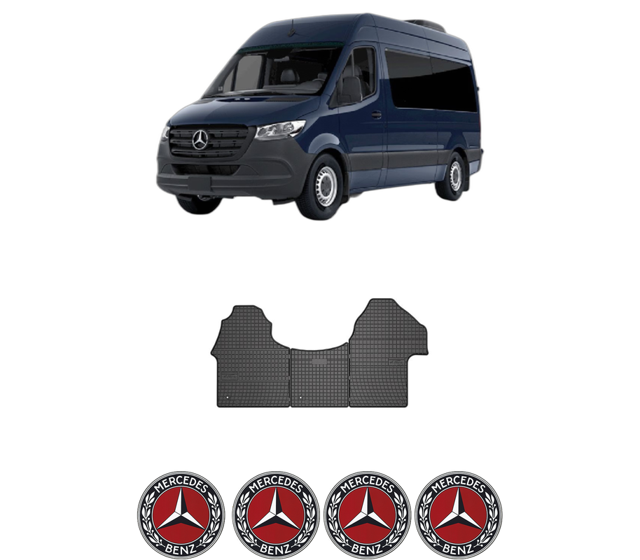 Set covorase presuri MERCEDES-BENZ SPRINTER 3,5-t Van (B907, B910) din 2018-2025, auto, din cauciuc thermoplastic, 4 Stickere auto cu MERCEDES-BENZ