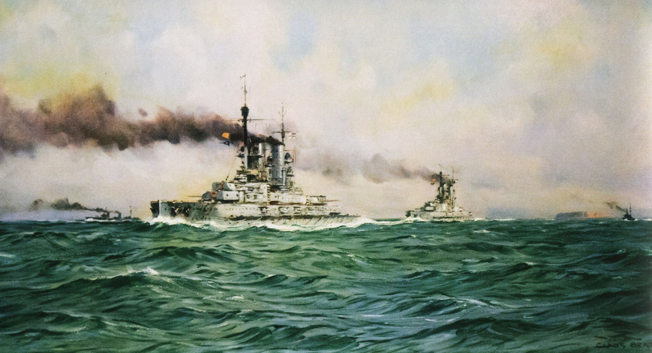 рис.0. 1600px-German-Battleships-passing-Heligoland-in-1916-by-Claus-Bergen
