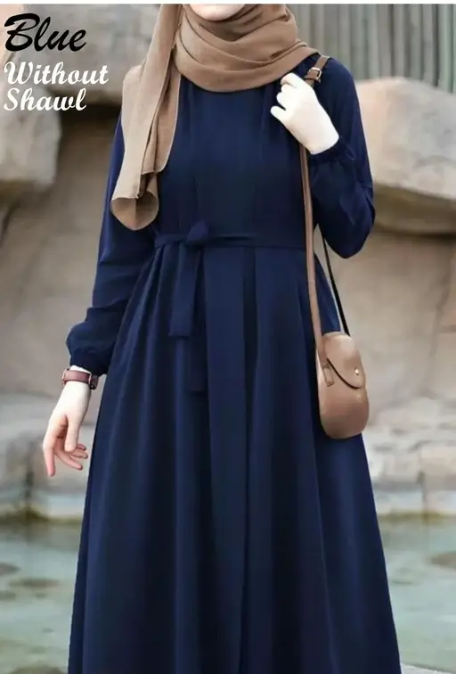 NEW TRENDY SIMPLE Burkha CHUN SLEEVES ABAYA BURQA WITH BELT (WITHOUT SHAWL) Color Blue (R226)