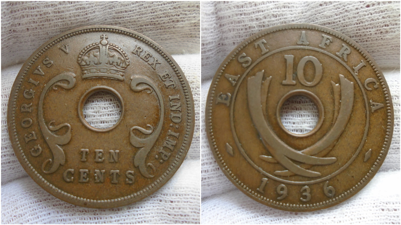 ¡¡Dos Emperadores!! ¡¡Misma moneda!! 10 Cents 1936. East África. Polish-20200322-215144376
