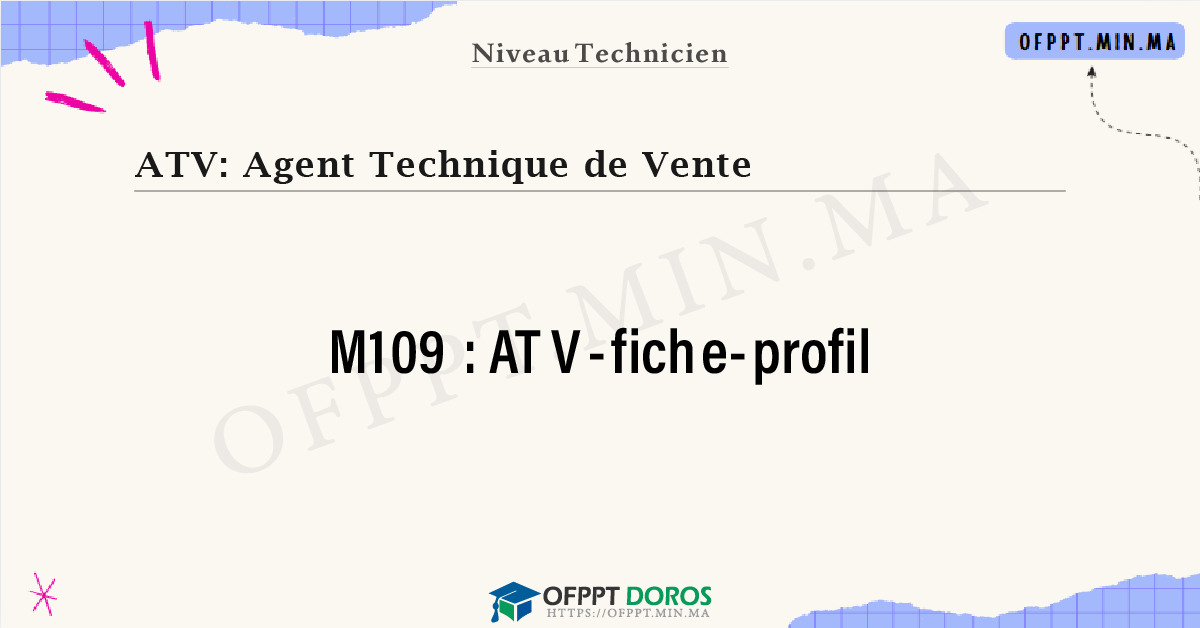 Sommaire détaillé du cours ATV-fiche-profil M109 OFPPT - Structure du module