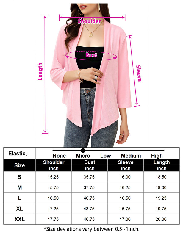 Women's Casual 3/4 Sleeve Tie Open Front Cardigans Sheer Draped Ruffles Cardigan - Picture 14 of 44