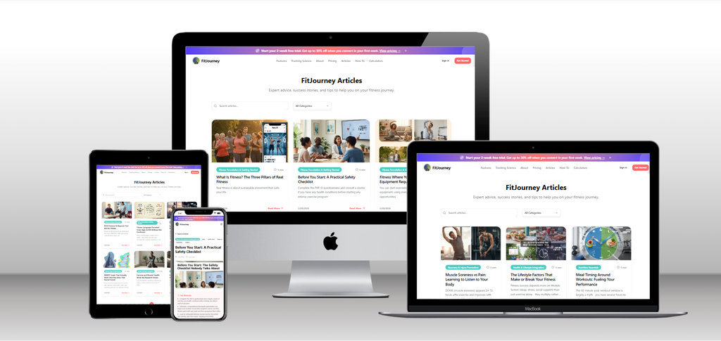 FitJourney.app platform on various devices