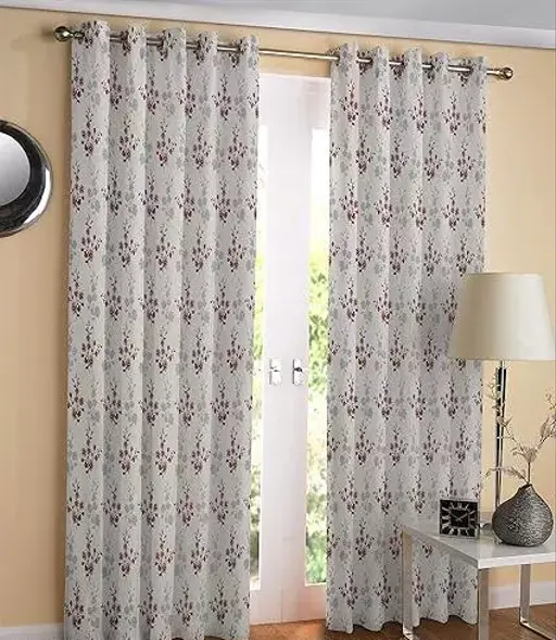 PREMIUM FLORAL NET PRINT CURTANS,SET OF 1 Color 5 (R706)