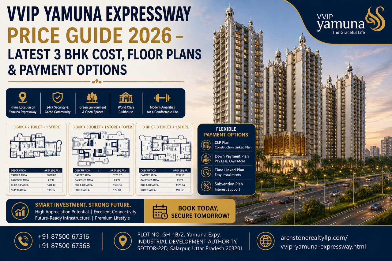 VVIP Yamuna Expressway Price Guide 2026 – Latest 3 BHK Cost, Floor Plans & Payment Options