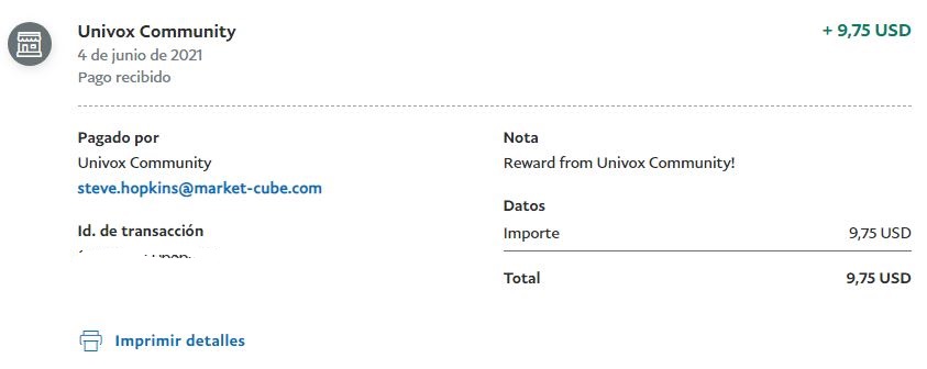 12º Pago de Univox Comunity Encuestas - 9.75 Dolar Univox12-Pago040621