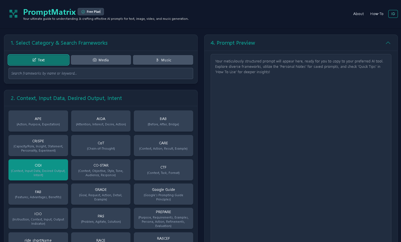 Prompt Generator v1 App Screenshot