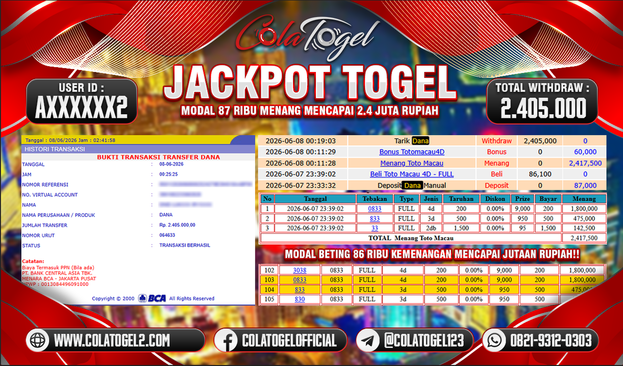 JACKPOT TOTO MACAU!! 