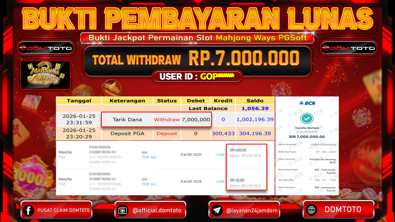 JACKPOT SLOT Mahjong Ways PGSoft 25 JANUARI 2026