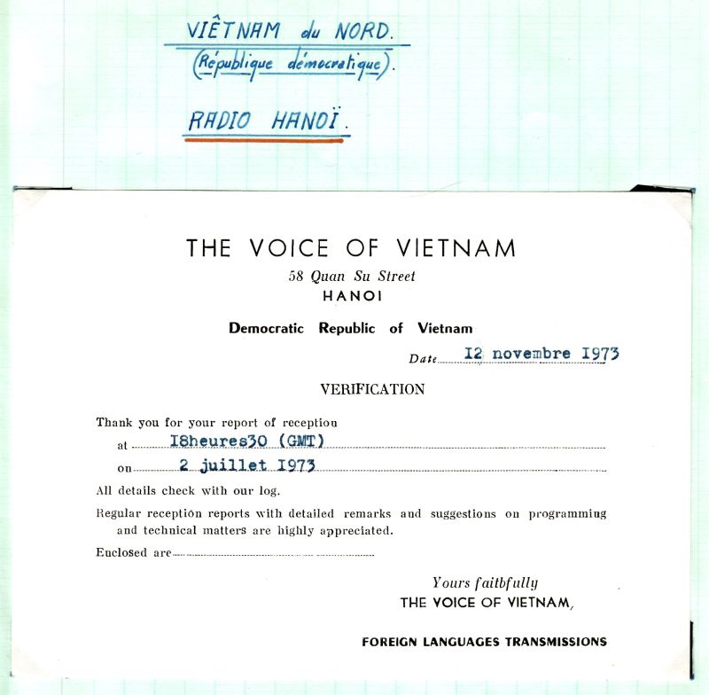 Voix du Vietnam QSL-Vietnam-12-11-73