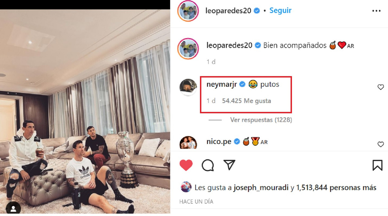 Messi, Di María y Paredes presumen trofeo, Neymar enfurece y los “insulta”