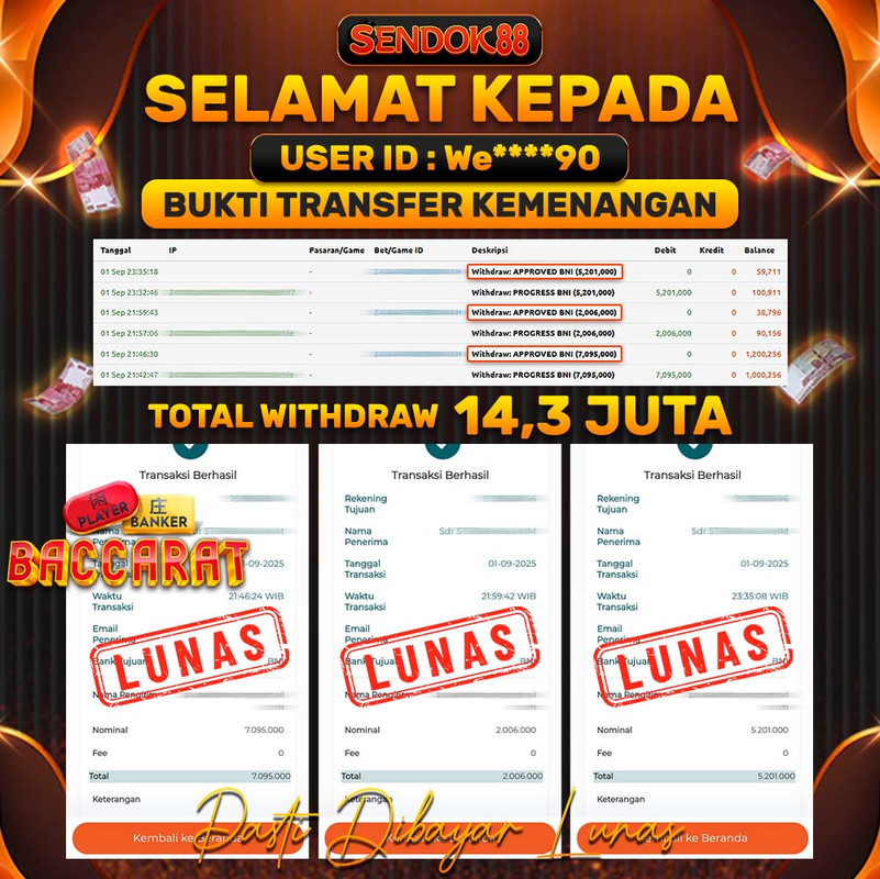 SENDOK88 JEPE! LIVE CASINO BACCARAT Rp 14.302.000,- LUNAS!