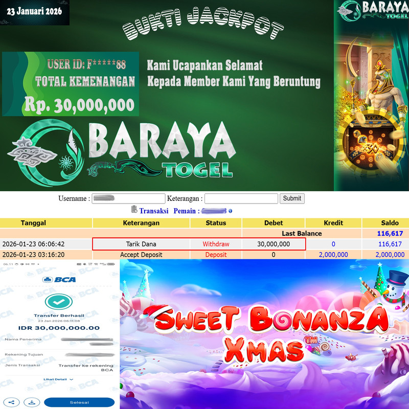 Rp. 30.000.000.- WD LUNAS DI BARAYATOGEL