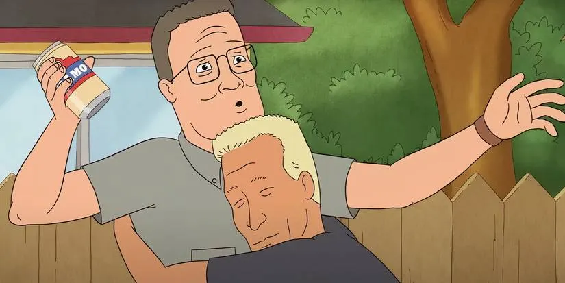 Dale hugging Hank in the alley after his return.