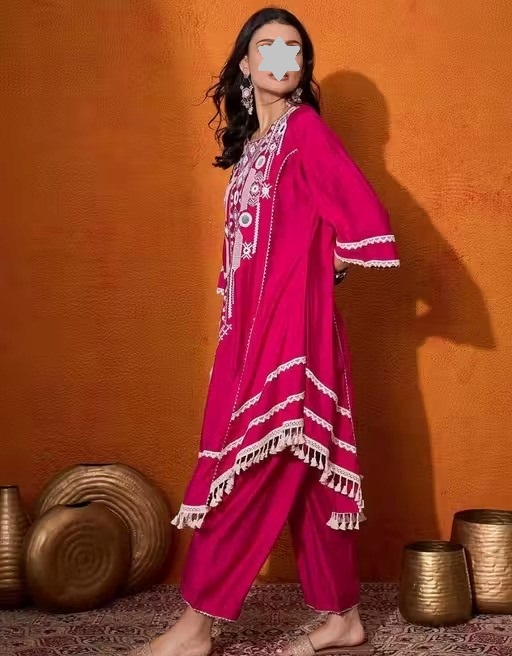 Embroidered Elegance Kurta - This name emphasizes the sophisticated and decorative of the kurta, highlighting its embroidered features #Womens kurta sets #kurta sets#co-ord sets Color 1 (KS137)