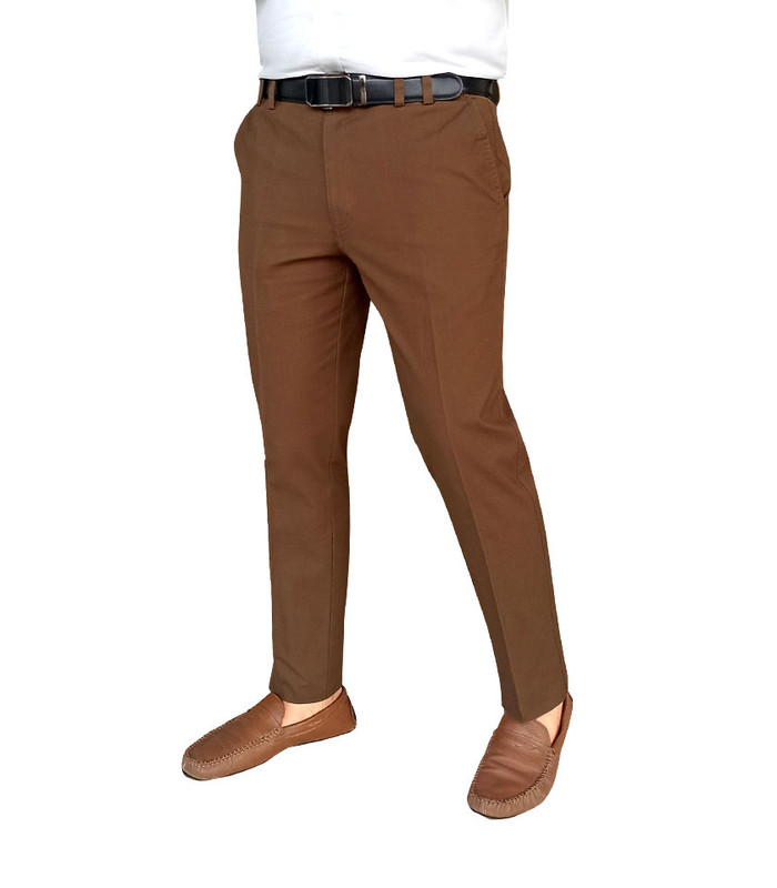 100% Cotton Plain Front Slim Fit Trouser Color: 834 (3. Pest)