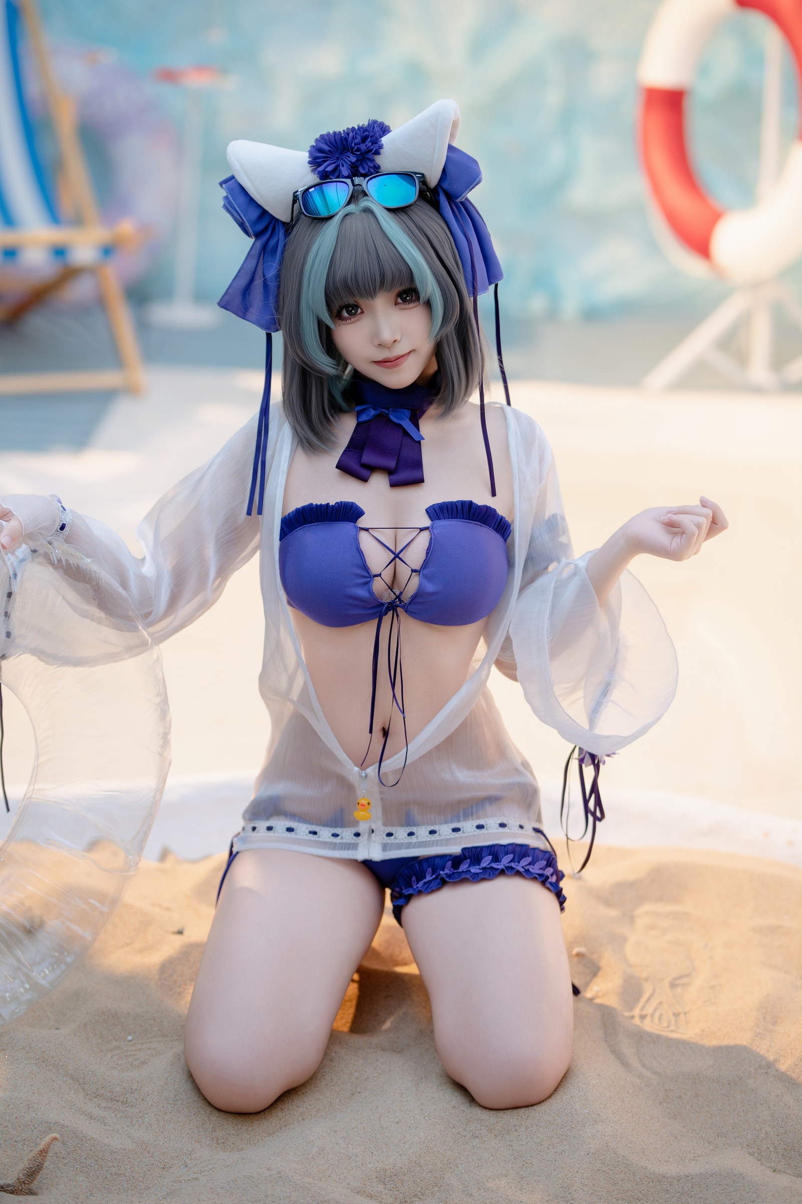 Bangni邦尼 – 泳装柴郡 Cosplay 高清写真集（86P-832MB）碧蓝航线插图1