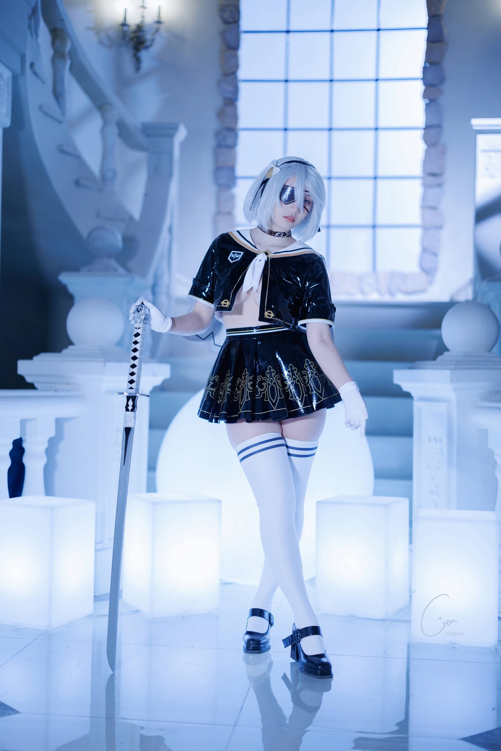 Cien恩恩 2B 尤尔哈二号B型 JK制服 Cosplay 写真（32P｜38MB）插图2