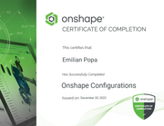 OnShape Configurations Certificate