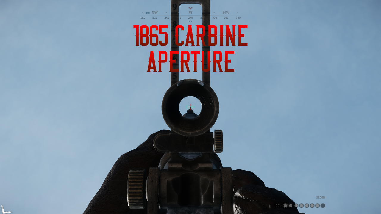 1865 Carbine Aperture (flipped up) - right of center, low