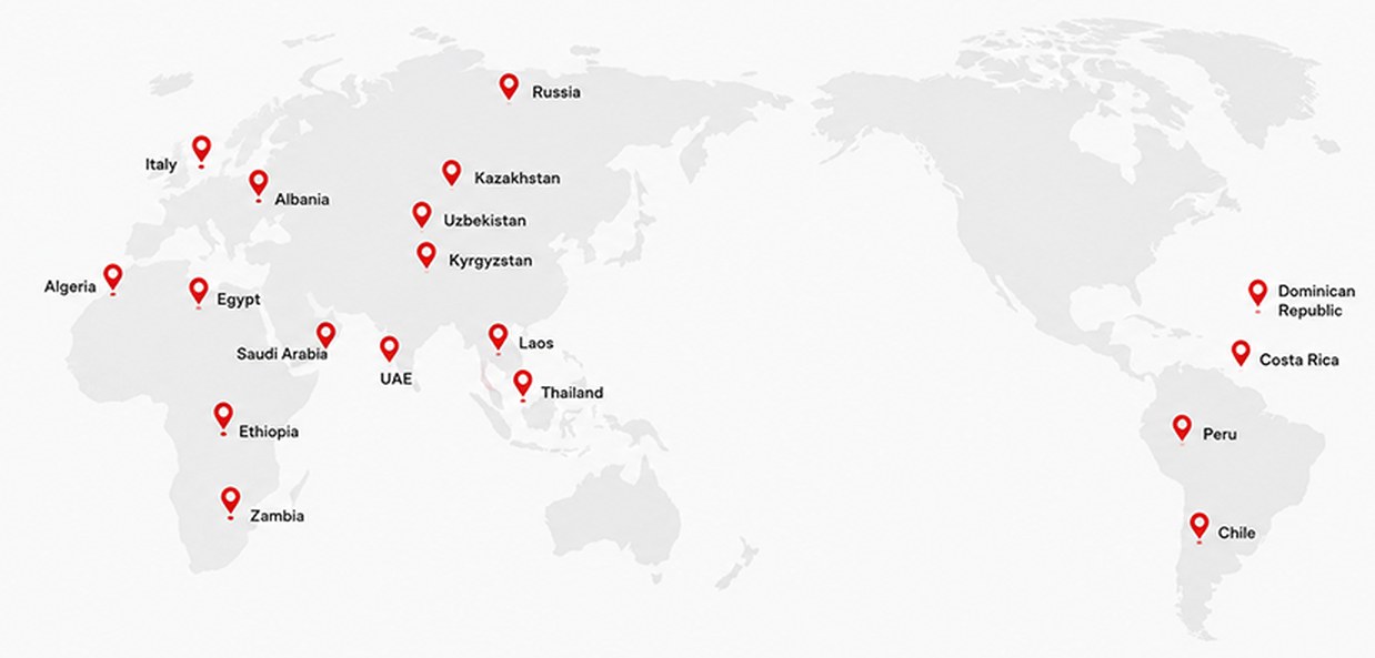 Huachi Auto export markets across Europe, Africa, Asia and Latin America