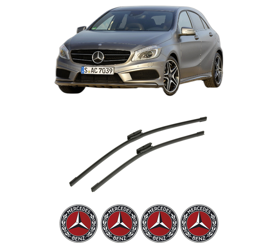 Set stergatoare auto MERCEDES-BENZ A-CLASS (W176) din 2012-2018, pentru parbriz auto, 2 bucati, Bosch Aerotwin Multi, din cauciuc siliconat rezistent, 4 Stickere Auto MERCEDES-BENZ