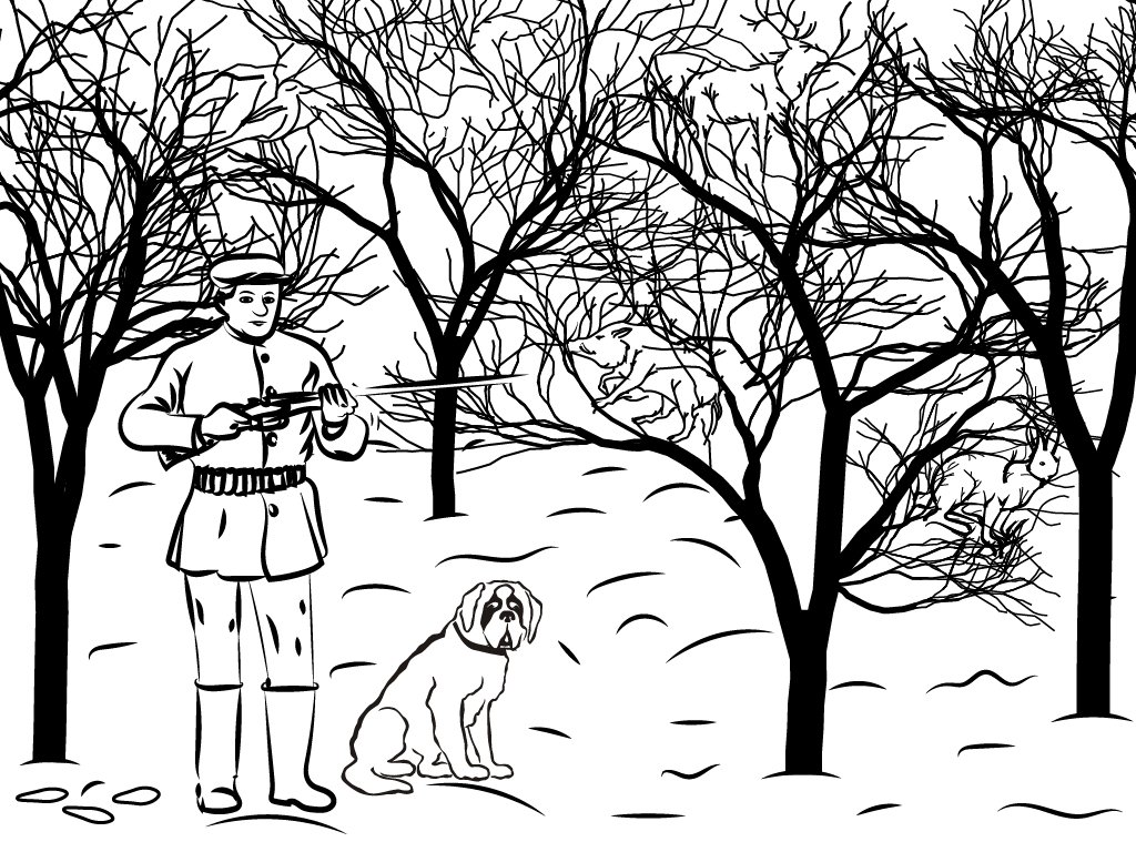 1698050039 klev club p raskraski okhotnik s sobakoi 29