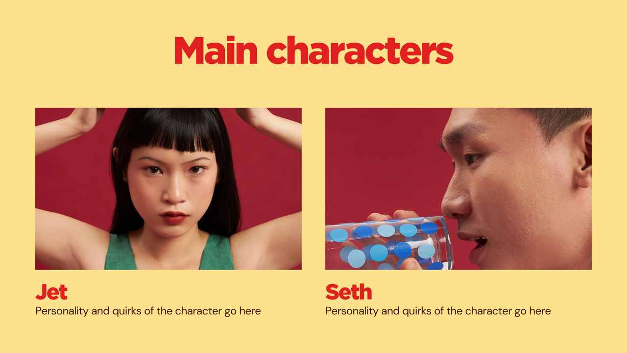 TV and Film Series Bible Presentation in Red Yellow Bold Typographic Style