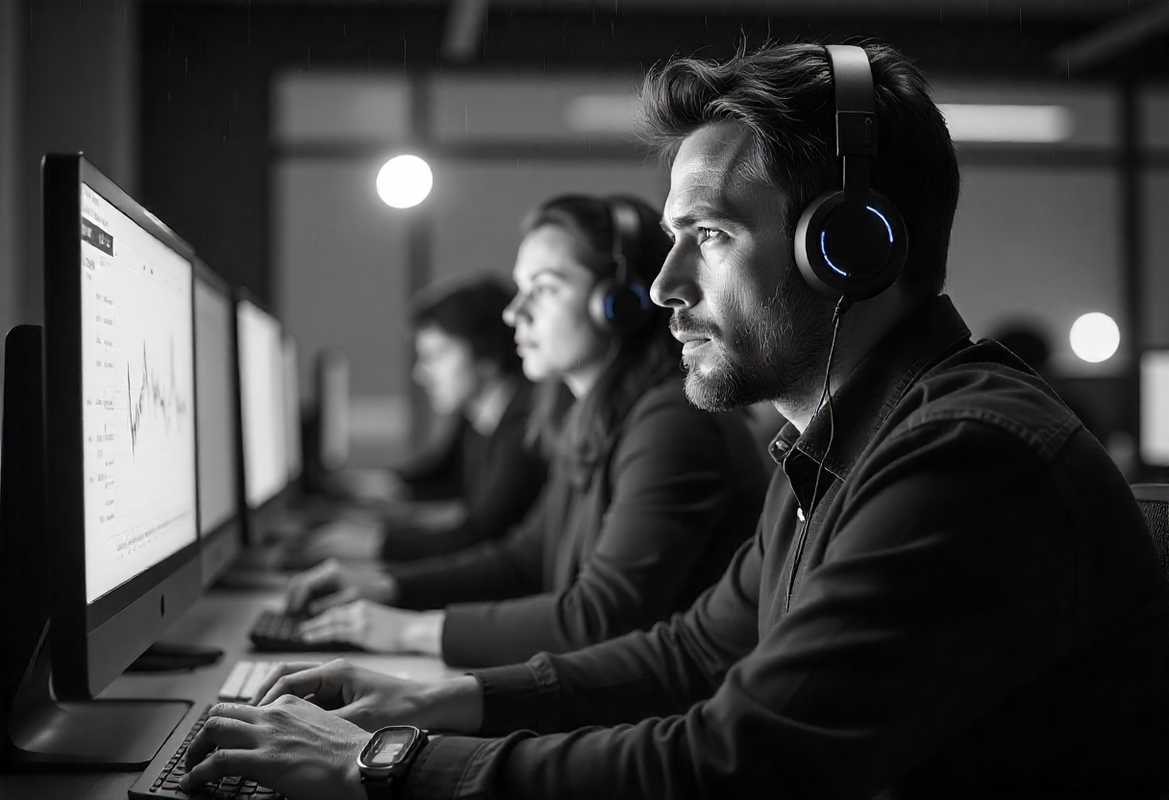 office of stock trading during work