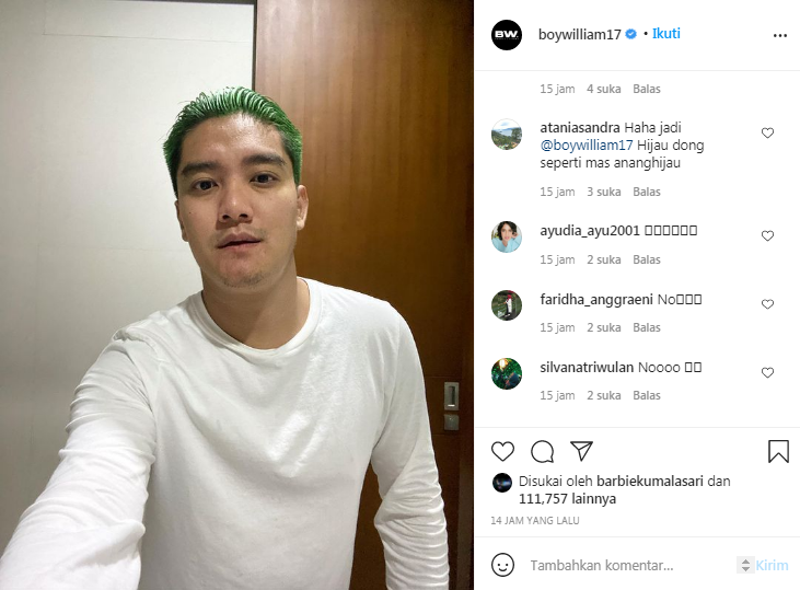 Boy William ubah warna rambut jadi hijau