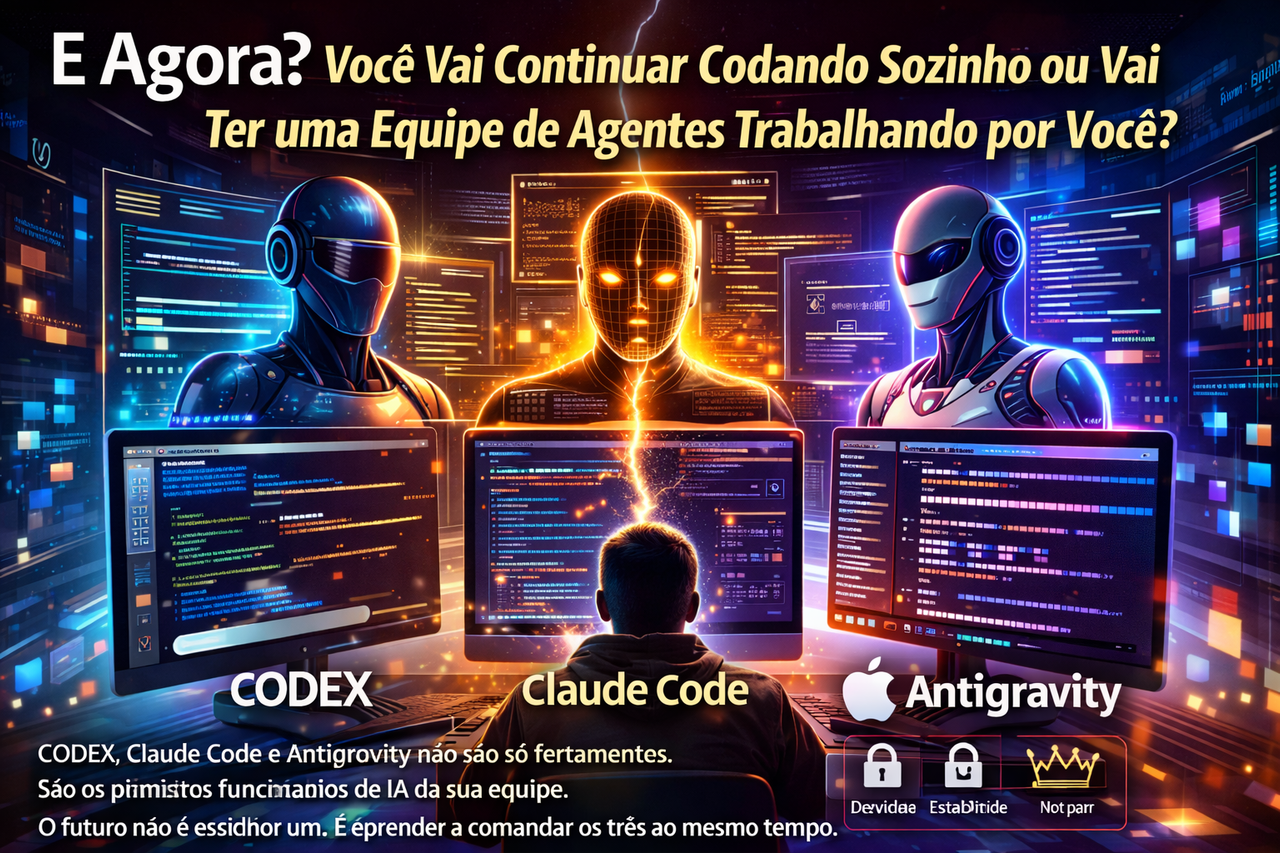 CODEX, Claude Code e Antigravity: Os Três Agentes de IA que Estão Mudando a Forma de Criar Sistemas – Qual Vale a Pena Usar (e Como Usar os Três Juntos)?