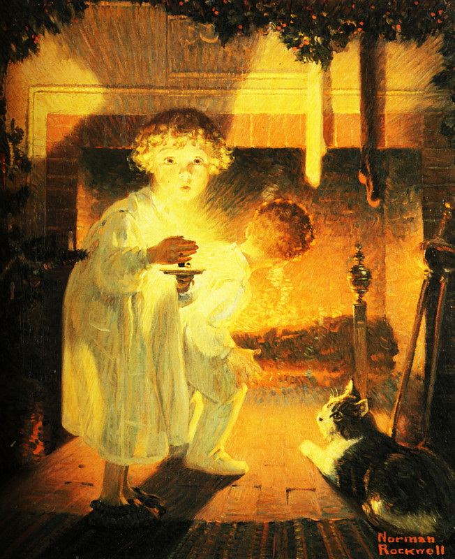 1920-Norman-Rockwell-Il-arrive-He-comes-Huile-sur-Toile-53x46-cm