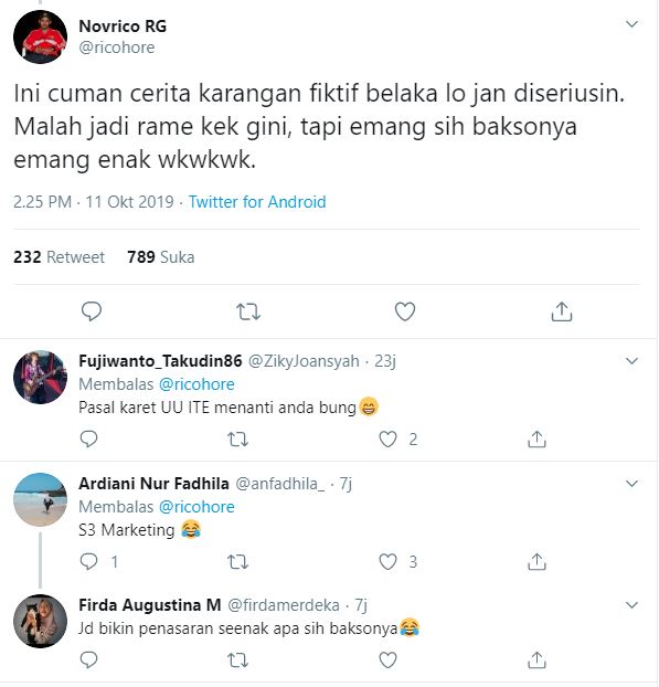 Klarifikasi dari akun @ricohore