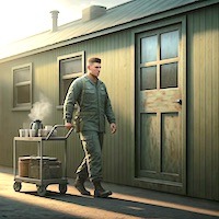 Cliff, the duty orderly fetches coffee