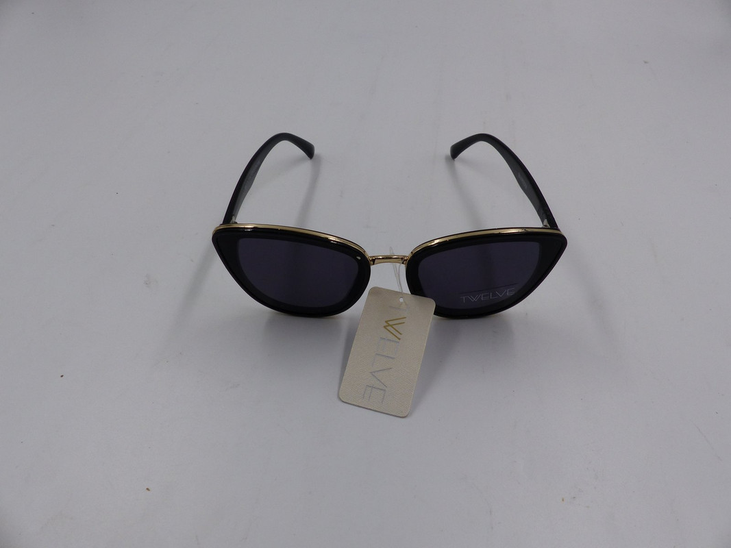 TWELVE WOMENS BLACK SUNGLASSES WITH GOLD LINING