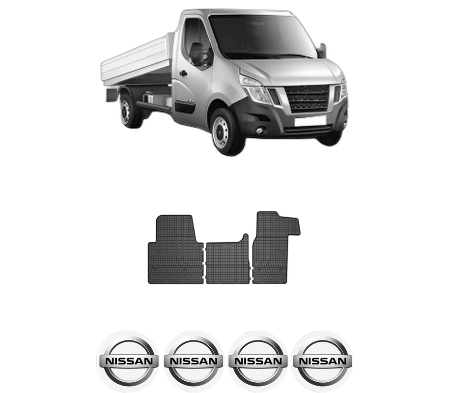 Set covorase presuri NISSAN NV400 din 2011, auto, din cauciuc thermoplastic, 4 Stickere auto cu NISSAN